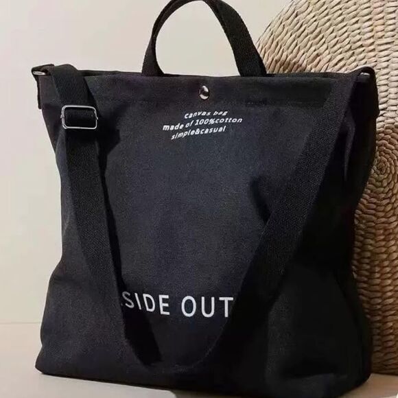 Black Canvas Tote Bag - Picture 7 of 10